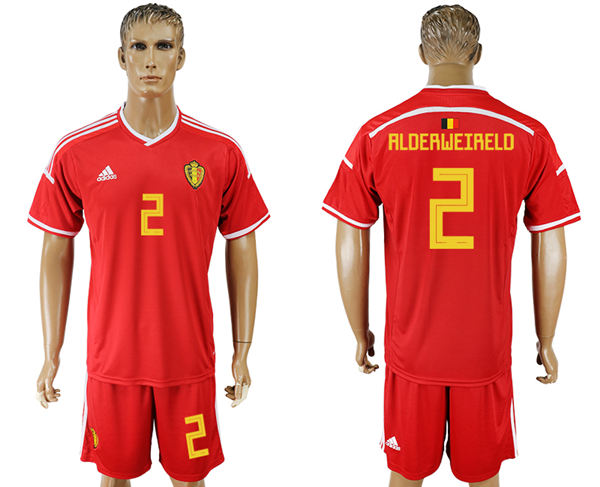 2018 World Cup Men Belgium #2 Alderweireld Deep Red Home Soccer Country Jersey