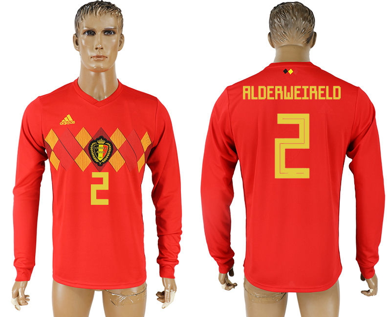 2018 World Cup Men Belgium #2 Alderweireld Red Home Long Sleeves Soccer Country Jersey 2018 World Cup Men Belgium #2 Alderweireld Red Home Long Sleeves Soccer Country Jersey