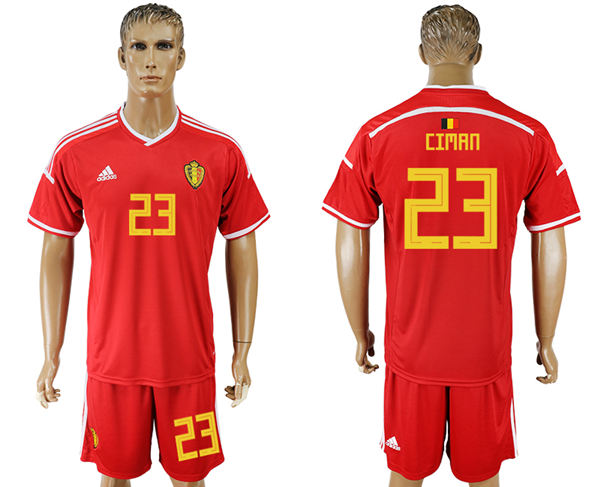 2018 World Cup Men Belgium #23 Ciman Deep Red Home Soccer Country Jersey