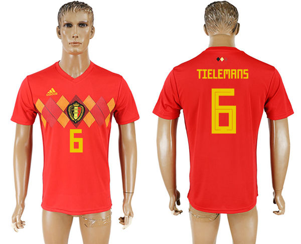 2018 World Cup Men Belgium #6 Tielemans Red Home Soccer Country Jersey