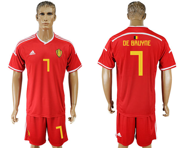 2018 World Cup Men Belgium #7 De Bruyne Deep Red Home Soccer Country Jersey