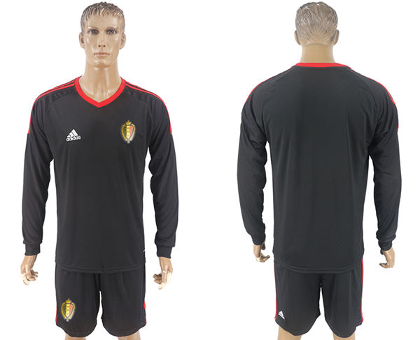 2018 World Cup Men Belgium Black Home Long Sleeves Soccer Country Jersey