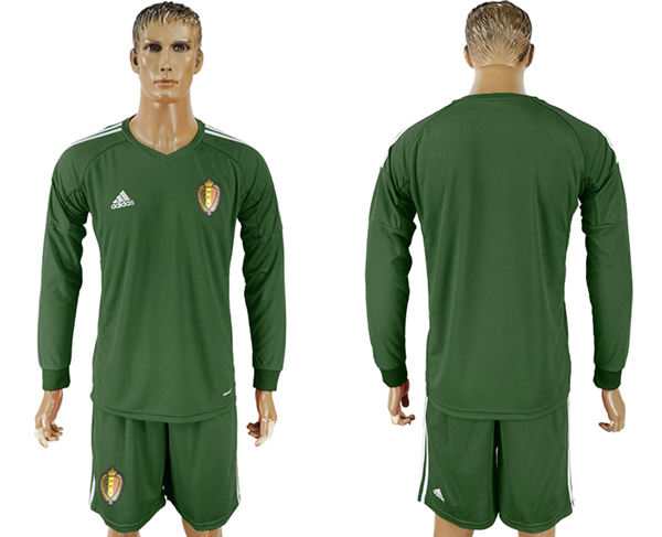 2018 World Cup Men Belgium Dack Green Home Long Sleeves Soccer Country Jersey