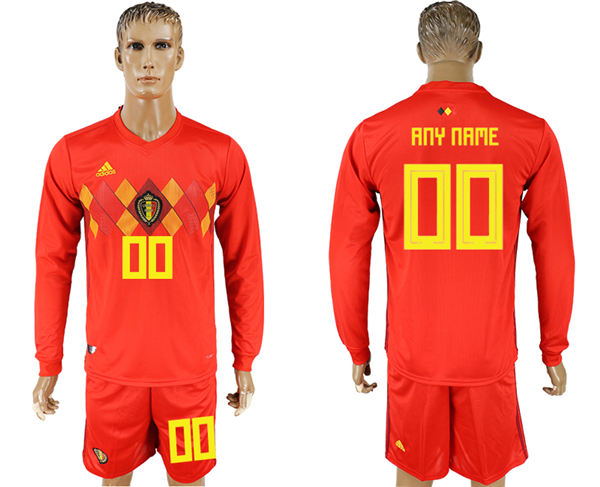2018 World Cup Men Belgium Home Long Sleeves Customized Soccer Country Jersey
