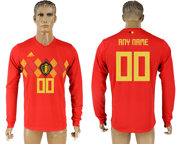 2018 World Cup Men Belgium Red  Home Long Sleeves Customized Soccer Country Jersey