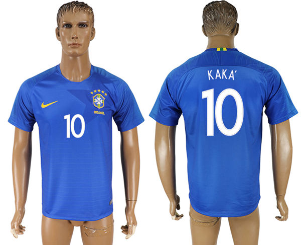 2018 World Cup Men Brazil #10 Kaka Home Blue Soccer Country Jersey