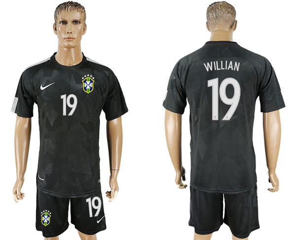 2018 World Cup Men Brazil #19 Willian Home Soccer Country Jersey