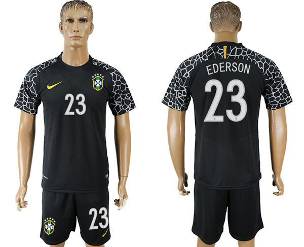 2018 World Cup Men Brazil #23 Ederson Home Soccer Country Jersey