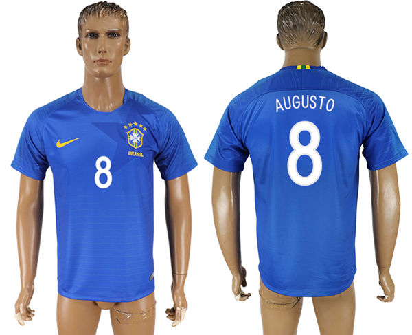 2018 World Cup Men Brazil #8 Augusto Home Soccer Country Jersey