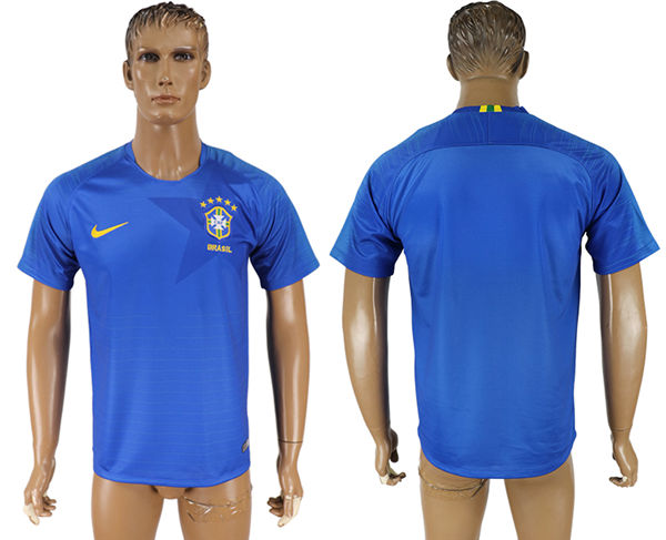2018 World Cup Men Brazil Blank Home Blue Soccer Country Jersey