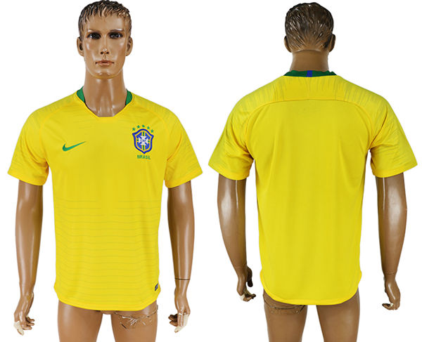 2018 World Cup Men Brazil Blank Home Soccer Country Jersey