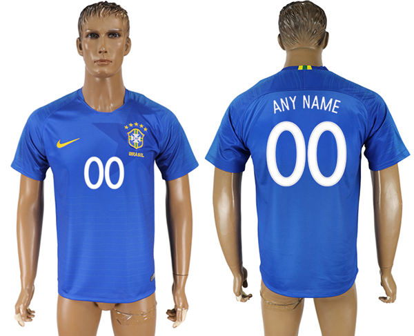 2018 World Cup Men Brazil Home Blue Customized Soccer Country Jersey