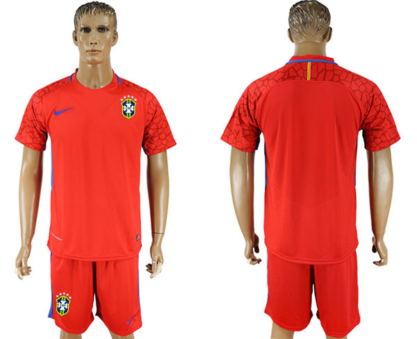 2018 World Cup Men Brazil Home Red Soccer Country Jersey