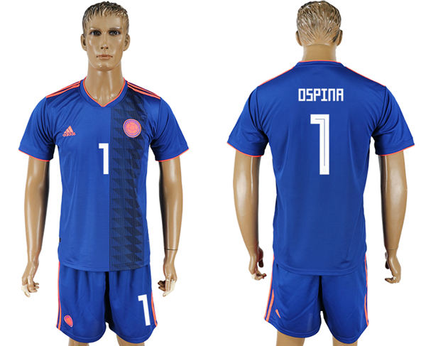 2018 World Cup Men Colombia #1 Ospina Home BlueSoccer Country Jersey