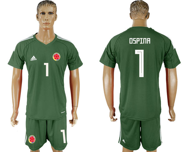 2018 World Cup Men Colombia #1 Ospina Home Dack Green Soccer Country Jersey
