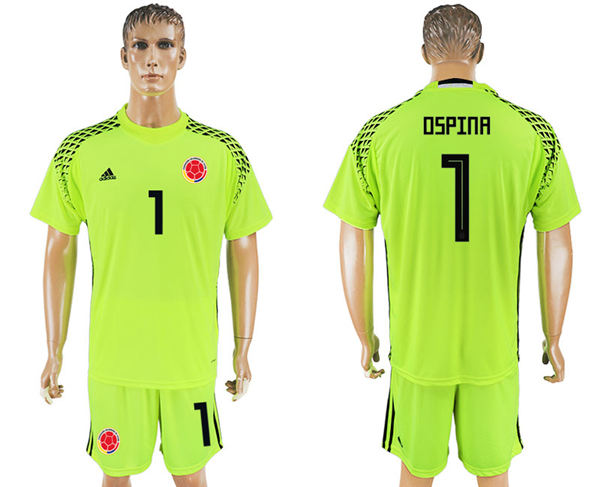 2018 World Cup Men Colombia #1 Ospina Home Green Soccer Country Jersey