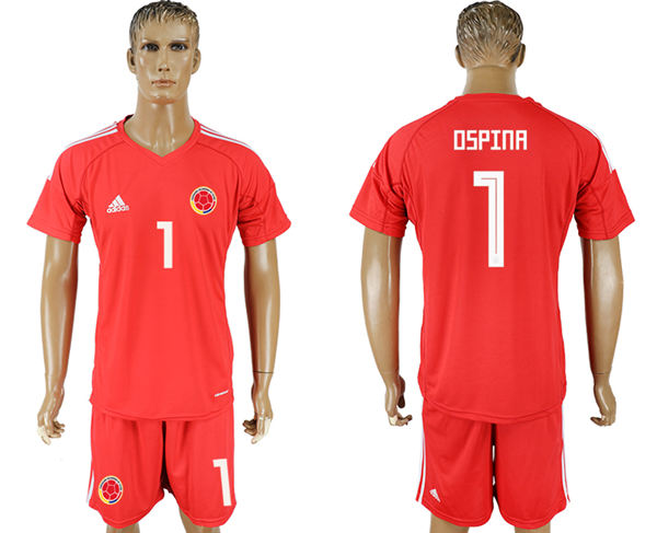 2018 World Cup Men Colombia #1 Ospina Home Red Soccer Country Jersey