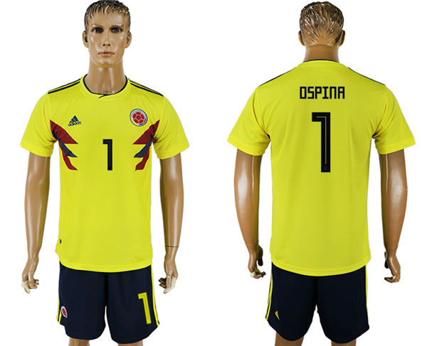 2018 World Cup Men Colombia #1 Ospina Home Soccer Country Jersey