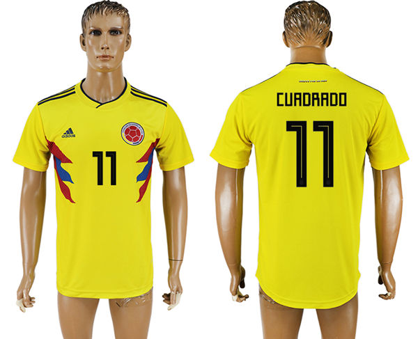 2018 World Cup Men Colombia #11 Cuadrado Home Soccer Country Jersey
