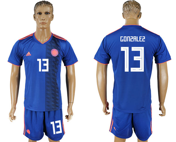 2018 World Cup Men Colombia #13 Gonzalez Home Blue Soccer Country Jersey