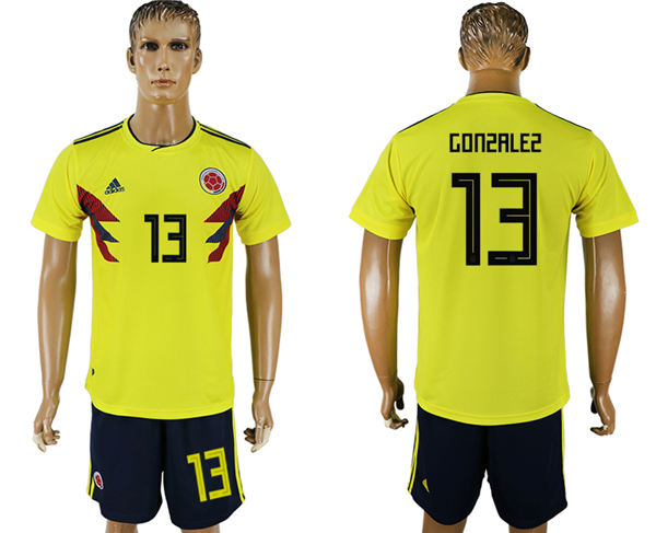 2018 World Cup Men Colombia #13 Gonzalez Home Soccer Country Jersey