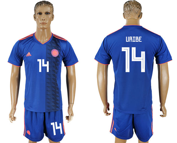 2018 World Cup Men Colombia #14 Uribe Home Blue Soccer Country Jersey