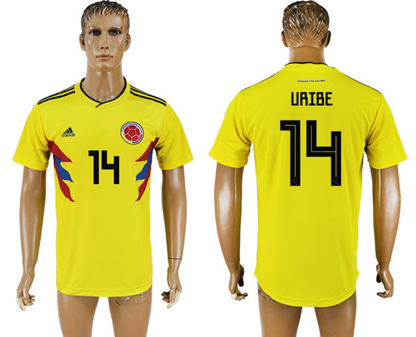 2018 World Cup Men Colombia #14 Uribe Home Soccer Country Jersey