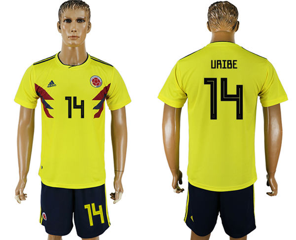 2018 World Cup Men Colombia #14 Uribe Home Soccer Country Jersey