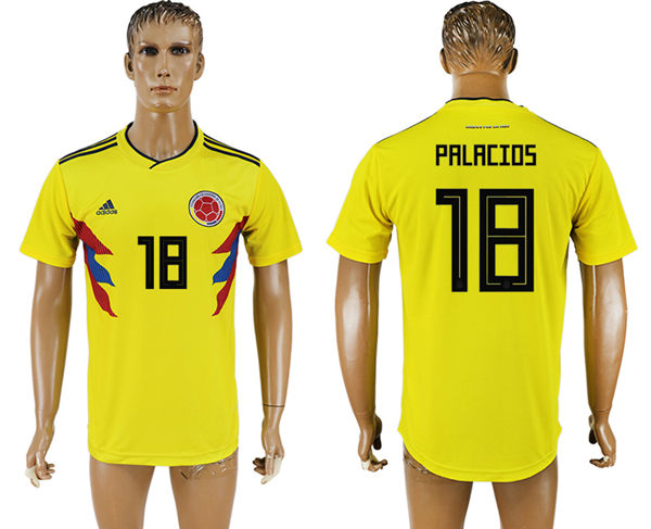 2018 World Cup Men Colombia #18 Palacios Home Soccer Country Jersey