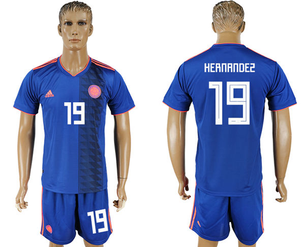 2018 World Cup Men Colombia #19 Hernandez Home Blue Soccer Country Jersey