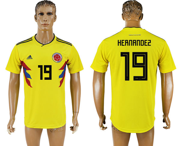 2018 World Cup Men Colombia #19 Hernandez Home Soccer Country Jersey
