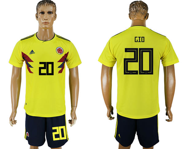2018 World Cup Men Colombia #20 GIO Home Soccer Country Jersey