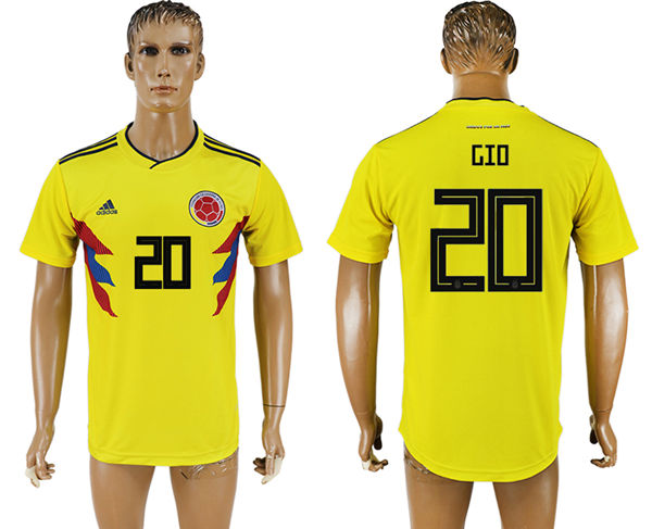 2018 World Cup Men Colombia #20 GIO Home Soccer Country Jersey
