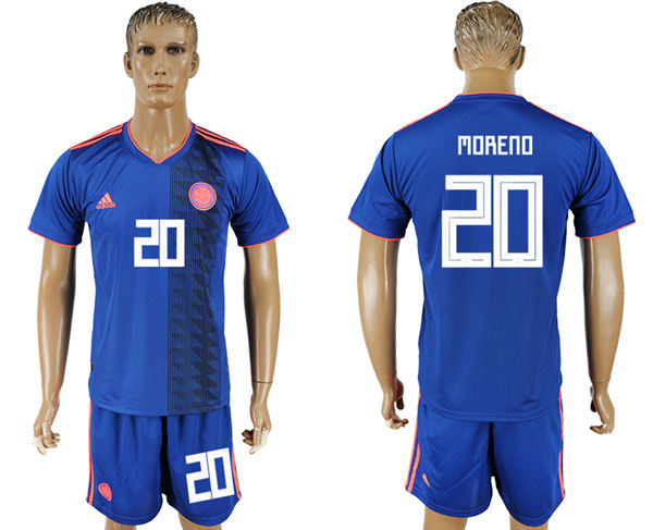 2018 World Cup Men Colombia #20 Moreno Home Blue Soccer Country Jersey