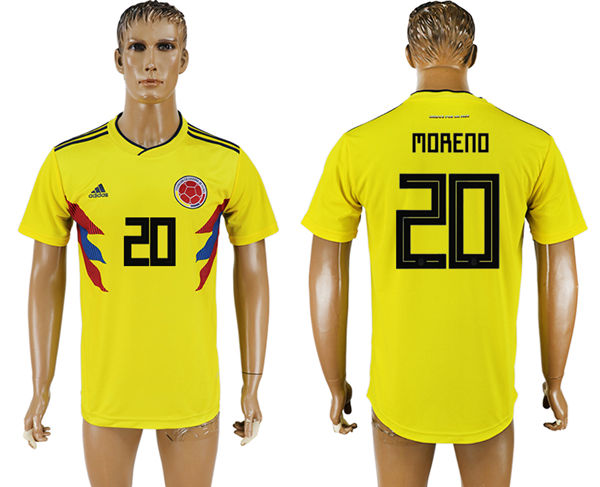 2018 World Cup Men Colombia #20 Moreno Home Soccer Country Jersey