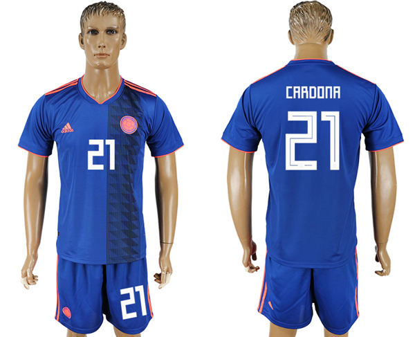 2018 World Cup Men Colombia #21 Cardona Home Blue Soccer Country Jersey