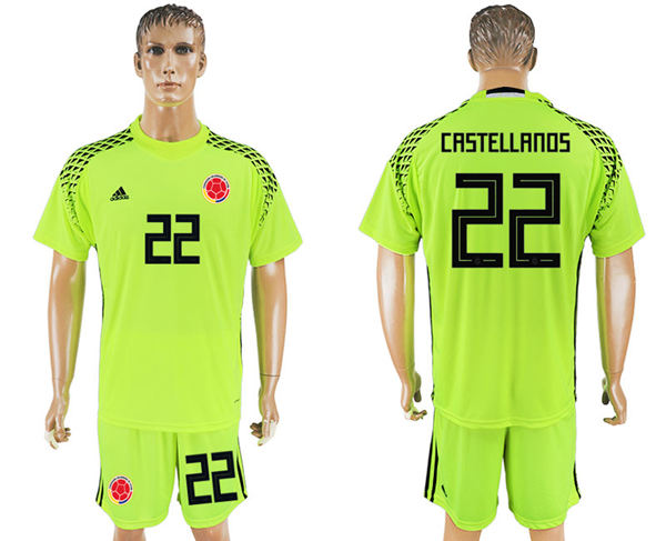 2018 World Cup Men Colombia #22 Castellanos Home Green Soccer Country Jersey