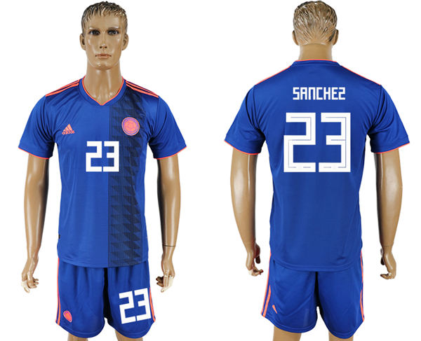 2018 World Cup Men Colombia #23 Sanchez Home Blue Soccer Country Jersey