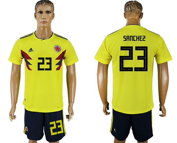2018 World Cup Men Colombia #23 Sanchez Home Soccer Country Jersey