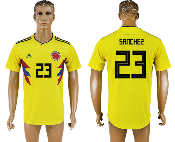 2018 World Cup Men Colombia #23 Sanchez Home Soccer Country Jersey
