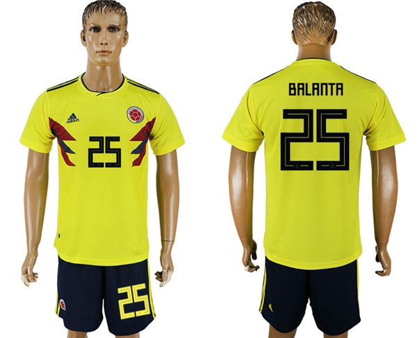 2018 World Cup Men Colombia #25 Balanta Home Soccer Country Jersey