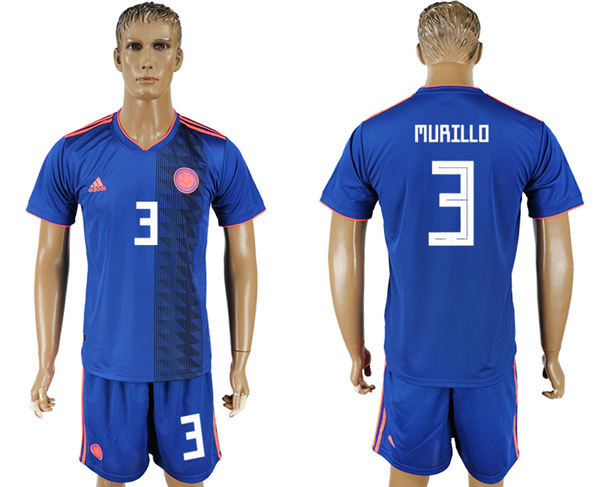 2018 World Cup Men Colombia #3 Murillo Home Blue Soccer Country Jersey