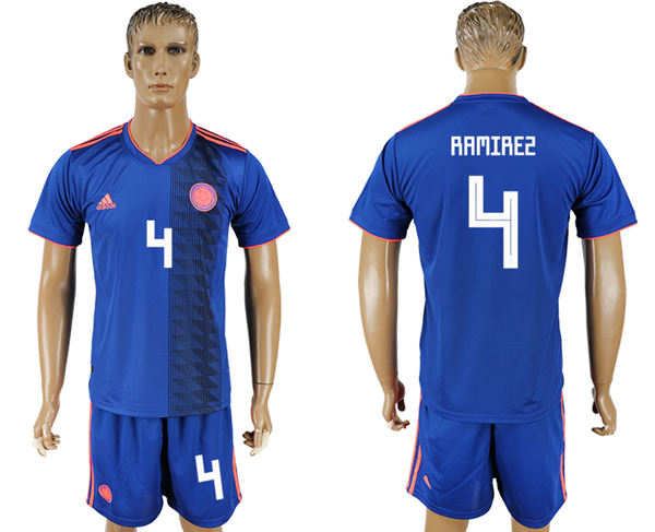 2018 World Cup Men Colombia #4 Ramirez Home Blue Soccer Country Jersey
