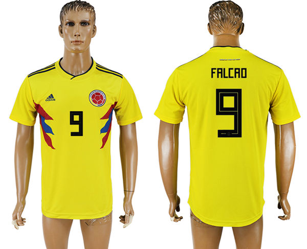 2018 World Cup Men Colombia #9 Falcao Home Soccer Country Jersey