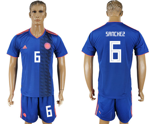 2018 World Cup Men Colombia #Sanchez Home Blue Soccer Country Jersey