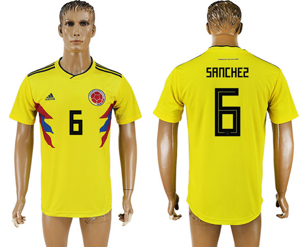 2018 World Cup Men Colombia #Sanchez Home Soccer Country Jersey