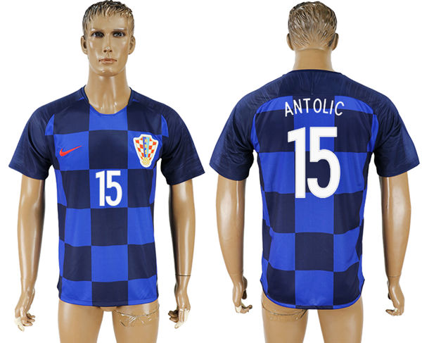2018 World Cup Men Croatia #15 Antolic Away Soccer Country Jersey