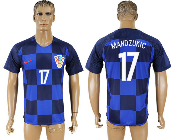 2018 World Cup Men Croatia #17 Mandzukic Away Soccer Country Jersey