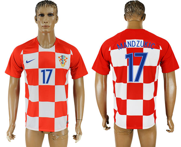 2018 World Cup Men Croatia #17 Mandzukic Home Soccer Country Jersey