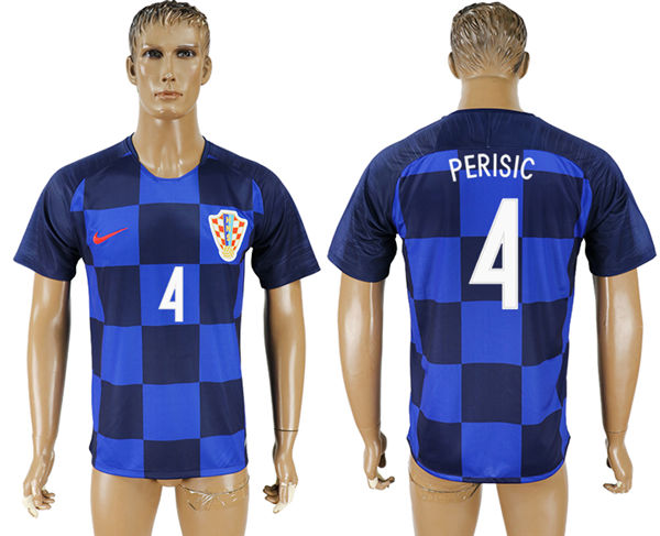 2018 World Cup Men Croatia #4 Perisic Away Soccer Country Jersey